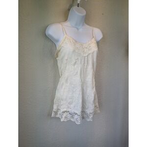 y2k Maurices Lace Cami Top Sleeveless Tank‎ Top Ivory Lingerie Medium